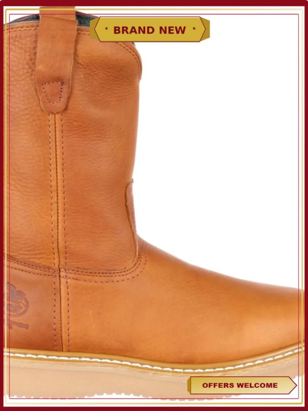 Steel Toe Pull On Work Boots Wedge Cushioned Insole Men's Protective